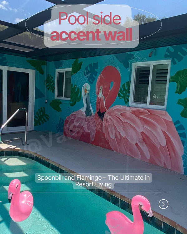 Pool side accent wall